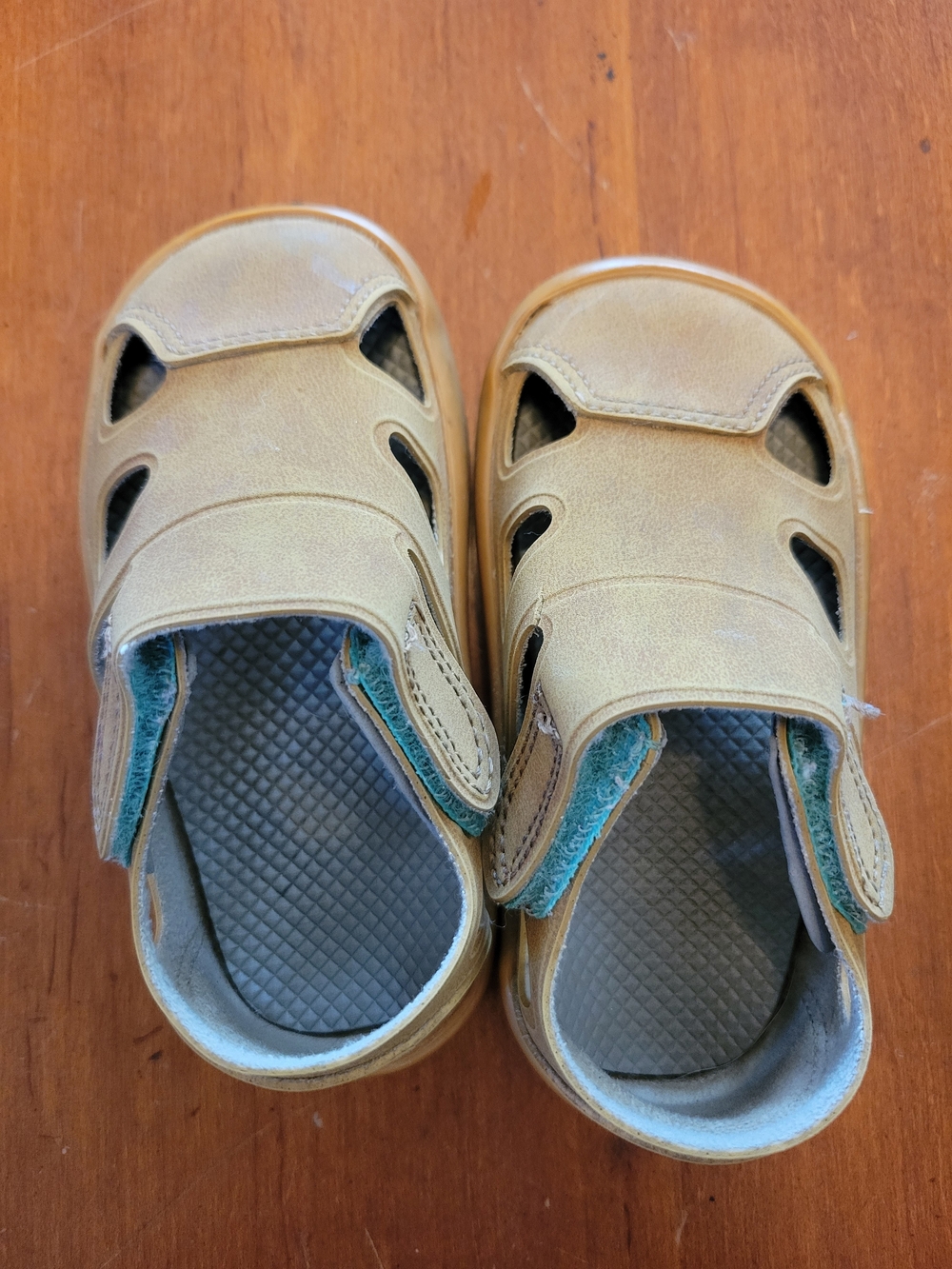 Ten Little Kids Tan Closed-Toe Sandals with Hook-and-Loop Straps